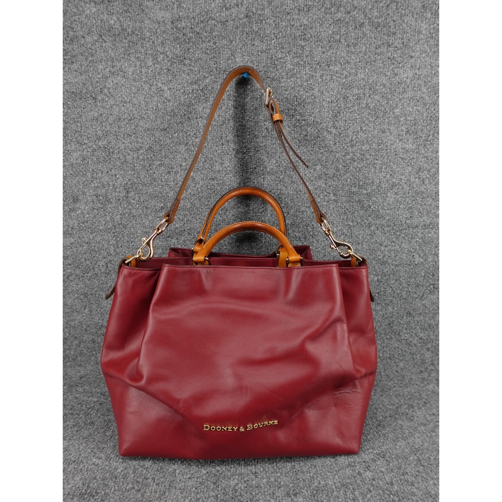 Dooney & Bourke Satchel Bag Womens Medium Burgundy Leather Crossbody Tote